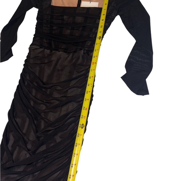 Nookie Vision Mini Dress Ruched Mesh Long Sleeve Black Size Small NWT - Picture 4 of 10